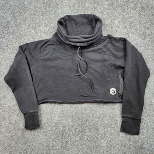 Born Primitive Sweatshirt Womens Medium Black Cowl Neck Cropped Fleece Pullover